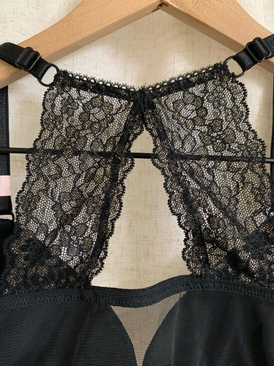 Victorias Secret Black Lace Push-Up Bra with Gold Accents Front Closure 36D - Picture 4 of 6